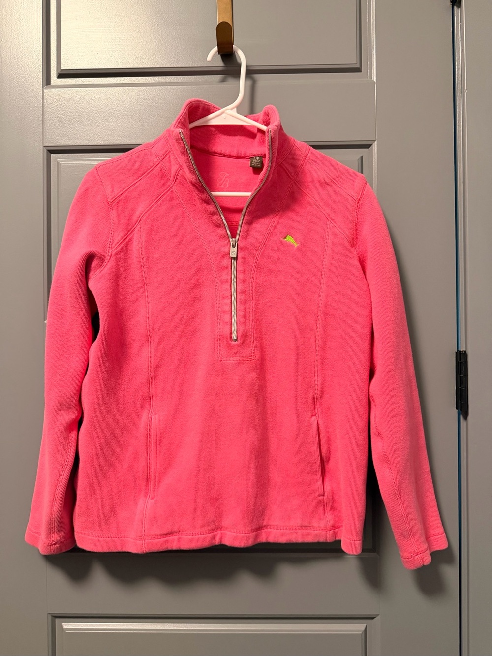 Tommy Bahama Aruba Pink Quarter-Zip Fleece Pullover SMALL